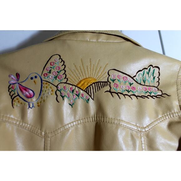 Vintage 1960's Lil' Birds of Calif Embroidered Faux Leather Jacket sz 12 VTG - Picture 5 of 9